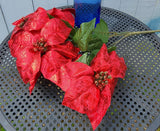 Large Red Metallic Poinsettia Bush