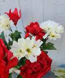 Mixed Red and White Peony Hyrandgea Bush