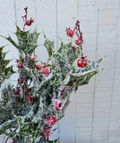 18" Iced Plastic Holly Bush