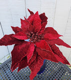 Red or Burgundy Glitter Poinsettia Pick