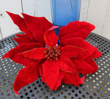 Red or Burgundy Glitter Poinsettia Pick