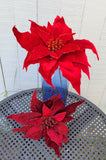 Red or Burgundy Glitter Poinsettia Pick