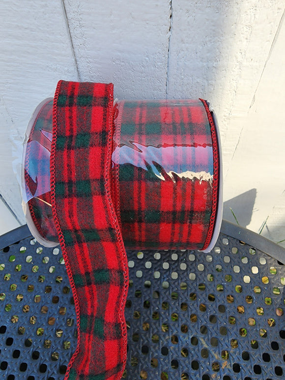 Flannel plaid Red and Green 10 yd roll