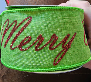 2.5" Merry Christmas Ribbon 10Yd