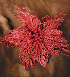 9" Diamond Glitter Red Poinsettia Clip