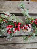 5' Faux Flocked Pine and Berry Garland