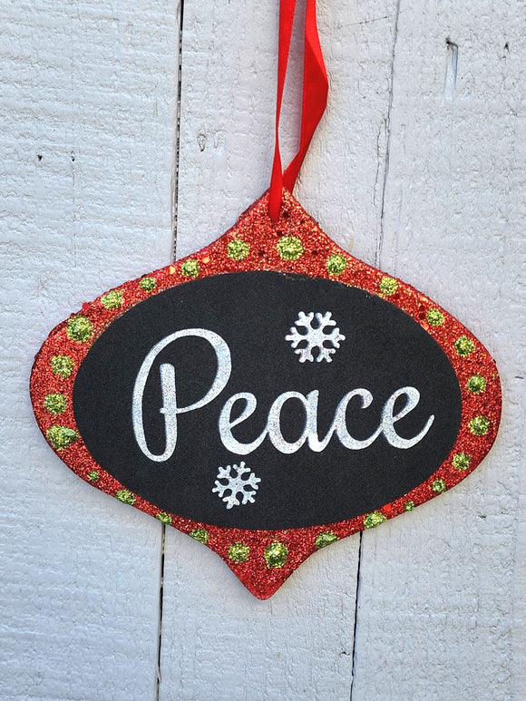 Glitter Peace Ornament