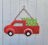 12" Glitter Red Truck Ornament