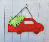 12" Glitter Red Truck Ornament