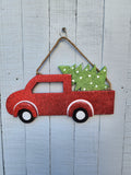 12" Glitter Red Truck Ornament