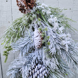 32" Snow Pine Mix Pinecone Teardrop