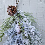 32" Snow Pine Mix Pinecone Teardrop