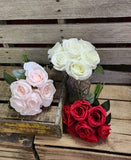 Silk Open Rose Wedding Bouquet