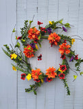 24" Orange Dahlia Azalea Wreath