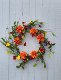 24" Orange Dahlia Azalea Wreath