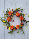 24" Orange Dahlia Azalea Wreath