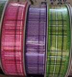 1.5" or 2.5" Linen Plaid Ribbon 50 yd