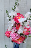 Silk Peony Mum Larkspur Bush x24