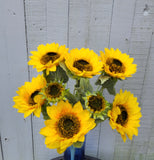 Large Silk Sunflower Bush x 3