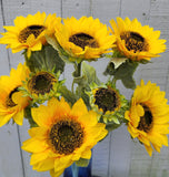 Large Silk Sunflower Bush x 3