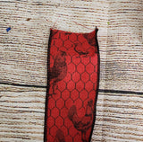 2.5" Wired Red Chicken Wired and Chicken Print Ribbon 10 yd Roll