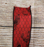 2.5" Wired Red Chicken Wired and Chicken Print Ribbon 10 yd Roll