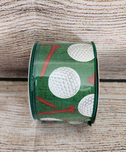 2.5" Linen Wired Golf Ribbon 10 Yd Roll