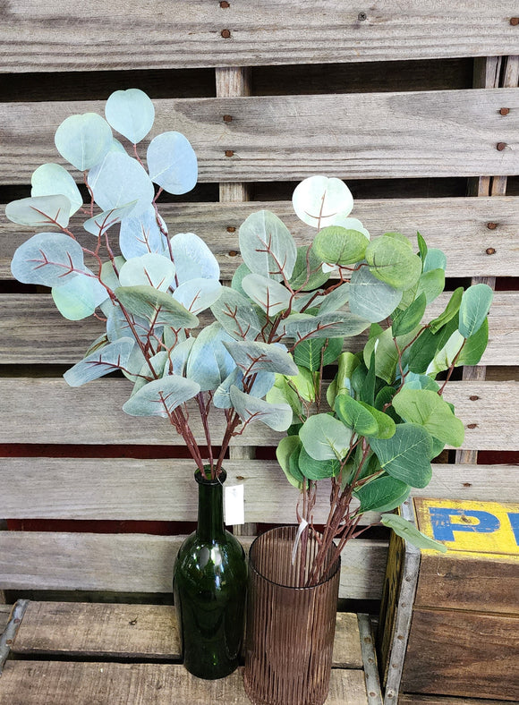 Set of 2 Silk Silver Dollar Eucalyptus Bushes