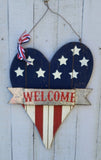 Fourth Of July Heart Welcome Wood Sign