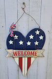 Fourth Of July Heart Welcome Wood Sign