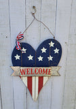 Fourth Of July Heart Welcome Wood Sign