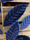 Velvet Navy Glitter Magnolia Leaf Stem