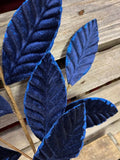 Velvet Navy Glitter Magnolia Leaf Stem