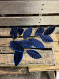 Velvet Navy Glitter Magnolia Leaf Stem