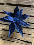 Velvet Navy Poinsettia with Glitter