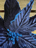 Velvet Navy Poinsettia with Glitter