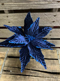 Velvet Navy Poinsettia with Glitter