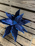 Velvet Navy Poinsettia with Glitter