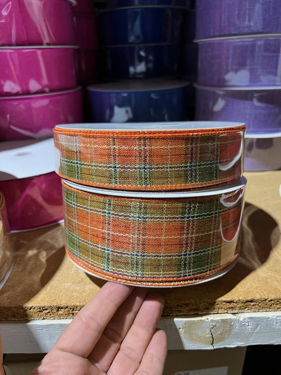 Metallic Wired Plaid Ribbon 50yd