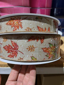 Fall Canvas wired 50yd Ribbon Roll