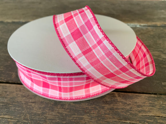 2.5 x 10 yds Pink & White Canvas Buffalo Check Wired Ribbon – Perpetual  Ribbons