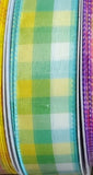 1.5" 50 yard Colorful Plaid Wired Canvas Ribbon