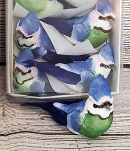 4" Blue Jay Faux birds 12 pc