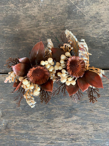 12 pcs - 7.5" Plastic Brown Cream Pinecone Berry Pick