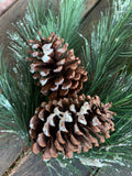 42" Snow PVC Pine Pinecone Spray