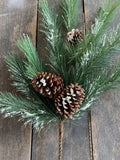 42" Snow PVC Pine Pinecone Spray