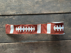 2.5" 10 yard Football Print Satin Wired Ribbon