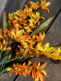 21" Satin Freesia Bush x9 - Orange Yellow