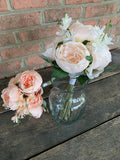 13" English Rose/Rose Bud Wedding Bouquet - Ivory Peach