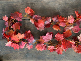 76" Burnt Maple Garland - Orange Red Leaves